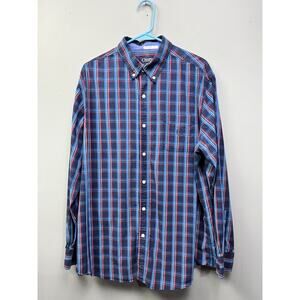Chaps Shirt‎ Mens XL stretch easy care extra large long sleeve plaid blue